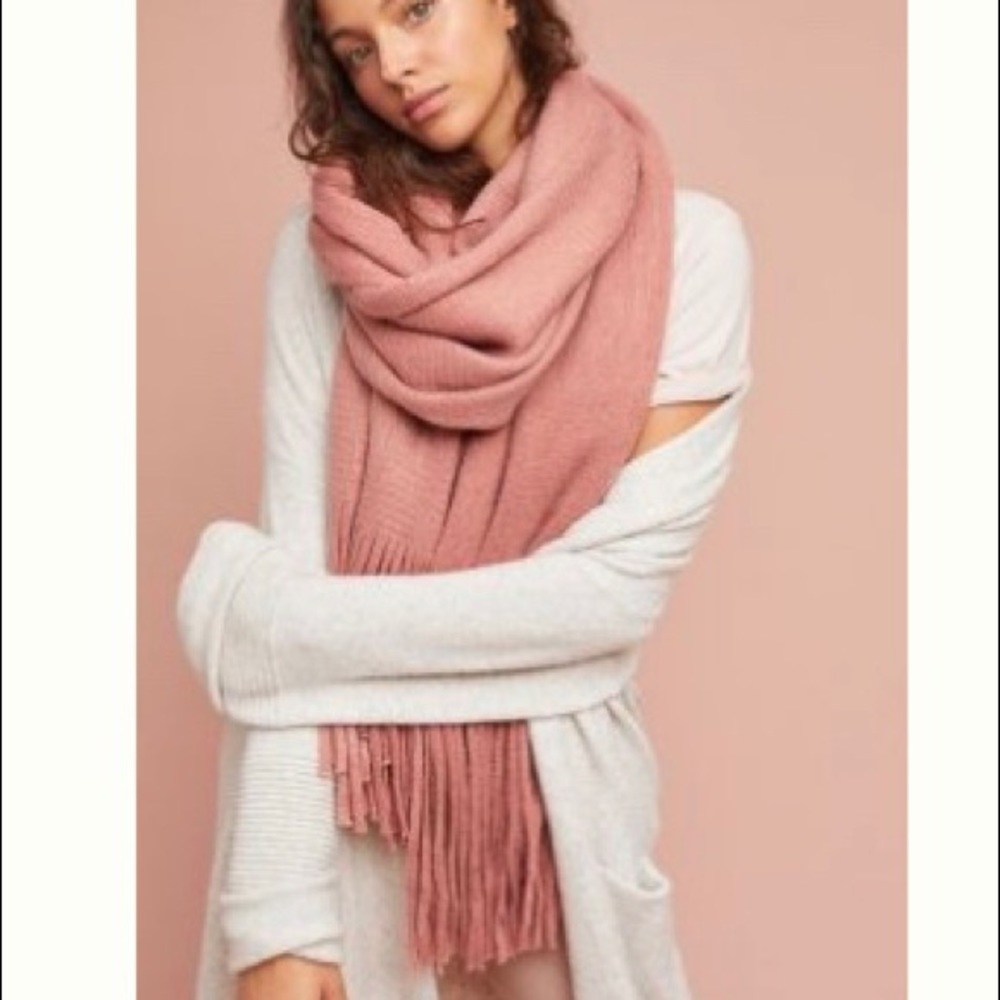 ANTHROPOLOGIE Fringed Scarf, Pink